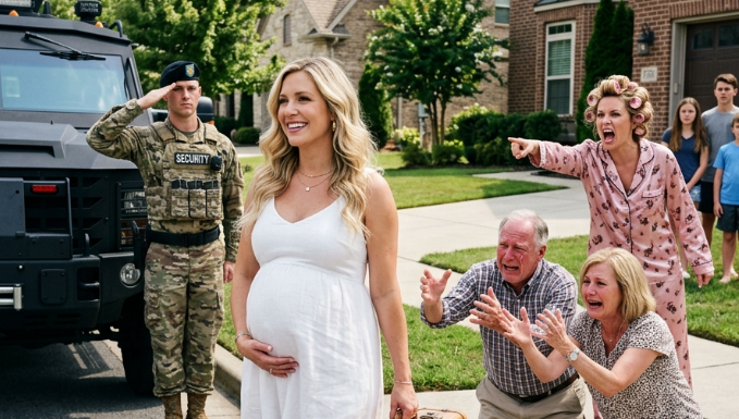 Izbacili su me u garažu dok sam bila trudna — a onda su stigla vojna vozila